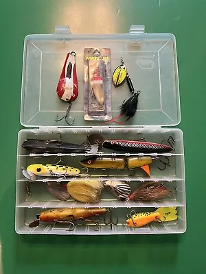 Musky Fishing Lures Lot Of 11 W/Plano Tackle Box • $75