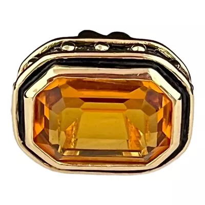 $19.99 • Buy Vintage Pendant Antique Gold Tone Slide Citrine Glass Faceted Stone 13U