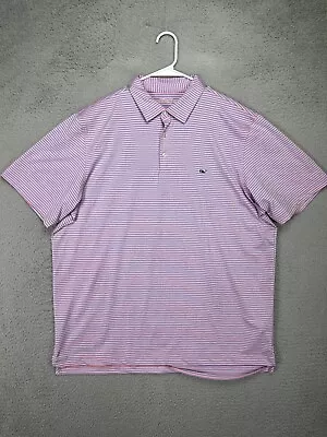 Vineyard Vines Shirt Mens XL OTG Pink Stripes On The Go Sankaty Golf Polo Rugby • $15.20