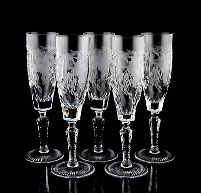 Nachtmann Traube Clear Fluted Champagne Glasses Set Of 5 Vintage Crystal Germany • $150