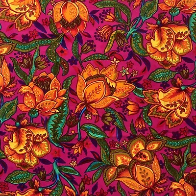 Stunning Vintage 60s 70s Neon Gothic Floral Velveteen Fabric 36x35.5” • $34.99