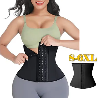 Women Latex Waist Trainer Cincher Corset Body Shaper Girdle Belt Tummy Control  • £19.99