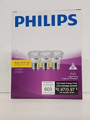 Philips Dimmable LED Indoor PAR16 Flood 60w Replacement 8W LED Bright White X3 • $15