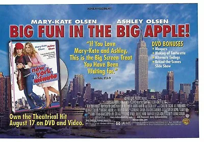 New York Minute Mary-Kate & Ashley Olsen DVD Vintage Magazine Print Ad/Poster • $11.90