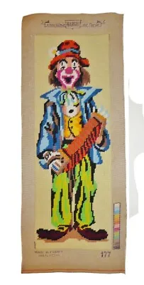 Vintage Needlepoint Completed Margot De Paris Circus Clown.Made In France • $89