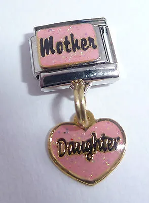 MOTHER DAUGHTER Italian Charm - I Love My Mum Pink Heart - 9mm Classic Size E341 • £3.99