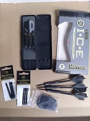 Harrows Black Ice 23g Steel Tip Darts Plus Extra Shafts And Flights • $41