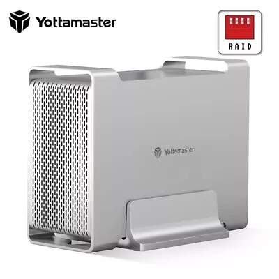 Yottamaster 2 Bay RAID Type C Hard Drive Enclosure External For 3.5  SATA HDD • £85.99