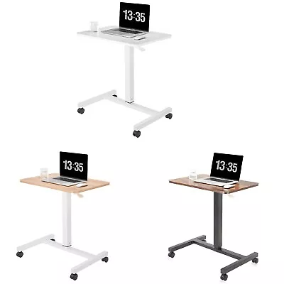 Pneumatic Office Laptop Desk Rolling Adjustable Table Cart Computer Mobile Stand • $77