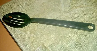 Vintage Tailor Made Black Slotted Serving Spoon 11 1/2  Inch Plastic/Nylon • $10.99