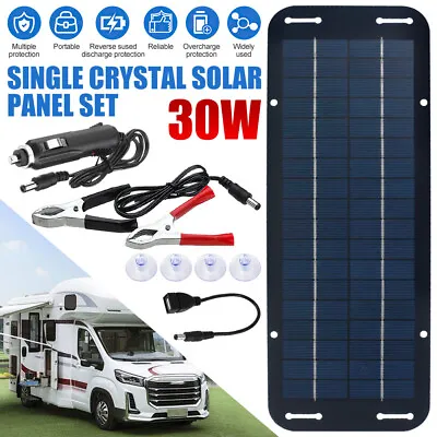 12V Solar Panel Kit IP65 Waterproof Trickle Battery Charger Powered For Car RV • £14.39