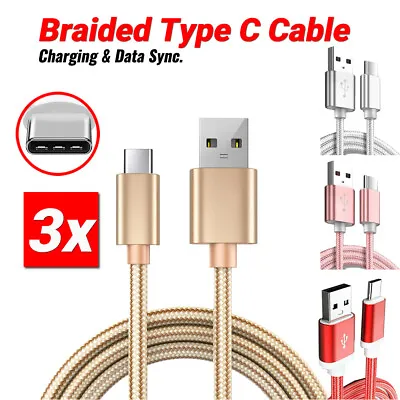 Braided Type C To USB A Charger Cable Charging Data Cord For Samsung Google 1 M • $5.59