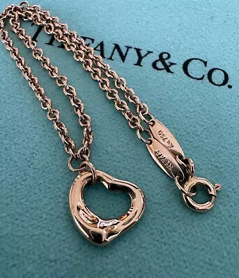 Tiffany & Co. Elsa Peretti 18K Rose Gold Open Heart 7.1/4” Chain Bracelet • $699