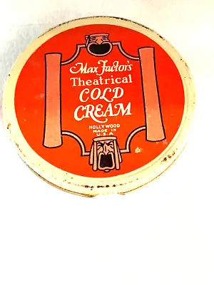 1920s MAX FACTOR'S THEATRICAL COLD CREAM TIN HOLLYWOOD USA Vintage Antique • £47.29