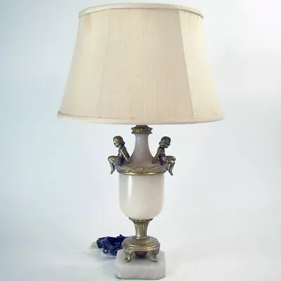 Marble Table Lamp With Seated Cupids • $279