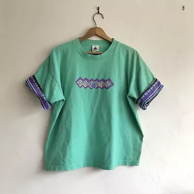 Vintage 80s 90s Surf T Shirt Boxy Single Stitch Alliance USA Tribal Print Skate • $29.99