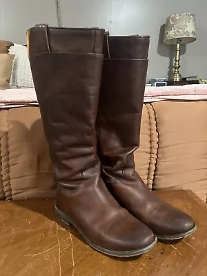 Frye Womens Paige .Tall Riding Oil Tanned Leather Low Heel Boots Beige US 6 • $25