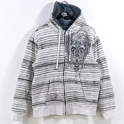 No Boundaries AOP Skull Cross Hoodie Sweatshirt XL Y2K Sherpa Mall Goth Grunge • $84.97