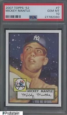 2007 Topps '52 #7 Mickey Mantle New York Yankees HOF PSA 10 GEM MINT • $205.50