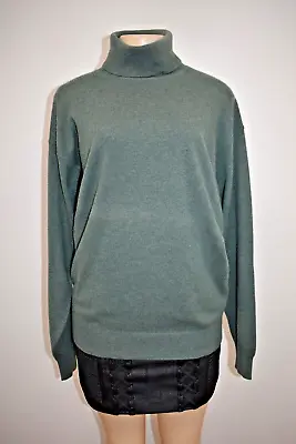 Designer 4 Ply 100% Cashmere Green Turtle Neck Sweater Size Large On Sale • $36.75