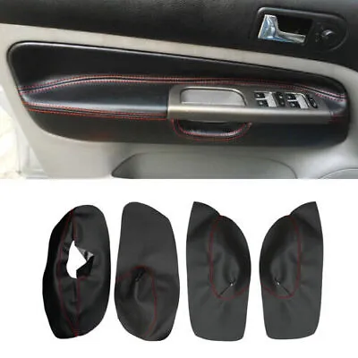 Black+Red Door Panel Armrest LEATHER Cover For VW Bora Jetta Golf MK4 1998-2005 • $26.88