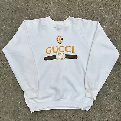 Vintage Gucci Bootleg Sweatshirt White Size XL Fruit Of The Loom • $95