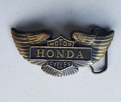Vintage 1970s Honda Motorcycles Biker Belt Buckle Eagle Wings Shadow Brass 1 • $28