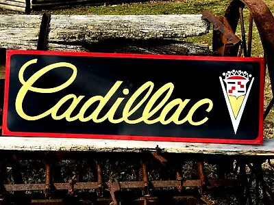 V36”Vintage Hand Painted Antique Vintage Old Style Cadillac Service Station Sign • $125