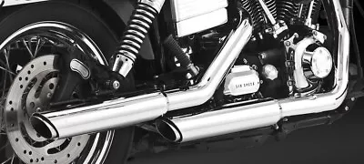 91-17 Harley Davidson Dyna Vance & Hines 3  Twin Slash Slip-on Mufflers CHROME • $399.99