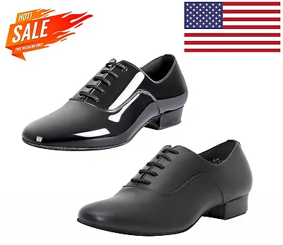 Men's Latin Dance Shoes Leather Sole Ballroom Salsa Tango Waltz Character Shoes • $33.99
