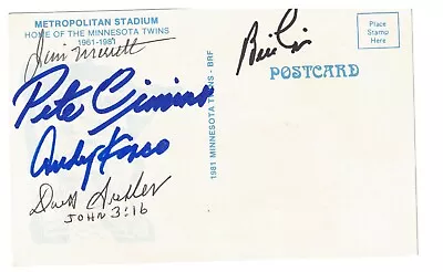 Signed Baseball Postcard 1965 Minnesota Twins Metropolitan Stadium AL CHAMPS • $9.99