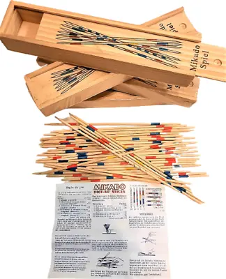 Pick Up Sticks With Wooden Box 4 Sets Pickup Sticks Mikado Spiel Game Free Ship • $9.95