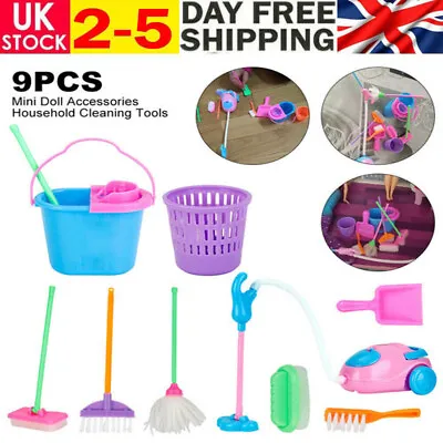 £6.74 • Buy 9pcs/set Mini Broom Toys Kids Cleaning Furniture Tools Kit House Clean Toys