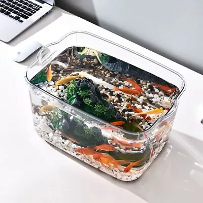 PET Desktop Goldfish Bowl Tabletop Fish Tank  For Fish Shrimp Turtle • $84.81