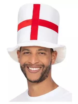 Adult Velour Deluxe England St George Flag Top Hat Fancy Dress Item • £5.99