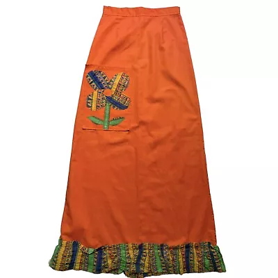 VTG 60s Handmade Floor Length Flower Power Hippy Boho Orange Maxi Skirt Women’s  • $109