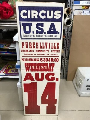 $9.77 • Buy Vintage Circus U.s.a. Poster 14 X42   Purcellville, Va/wallenda Duo Featured