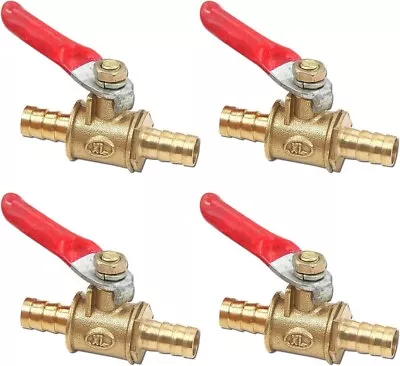 4 Pcs Forged Brass Ball Valve Mini Shut Off Switch 5/16  Hose Barb X 5/16  Hose • $13.01