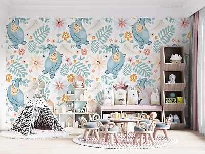 3D Cartoon Animal Monkey Leaf Floral Wallpaper Wall Murals Removable Wallpaper • $160.02