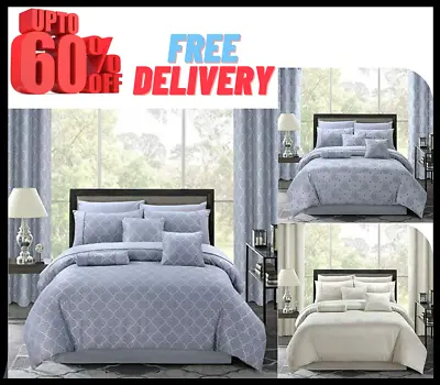 Vincenza Jacquard Luxurious Duvet Cover Fancy Quilt Bedding Bed Sets All Sizes • £13.45