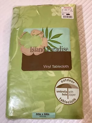 Elrene Home Fashions Island Paradise Umbrella Hole Zip Vinyl Tablecloth 60 X 84” • $24.99