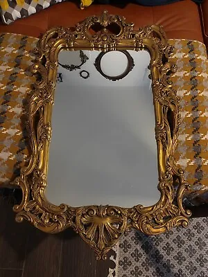 £110 • Buy Vintage Mirror Gold Dramatic Statement, Gothic Style Heavy Ornate Detailed Frame