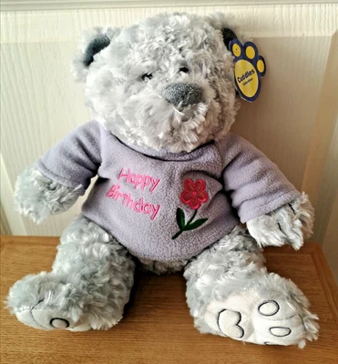 £8 • Buy BNWT 15  GREY TEDDY BEAR IN  HAPPY BIRTHDAY  TOP ~ Cuddles Collection Soft Toy