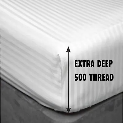 40cm (16 ) Extra Deep Fitted Sheets 500 T/C Pure Egyptian Cotton Sateen Satin • £6.50