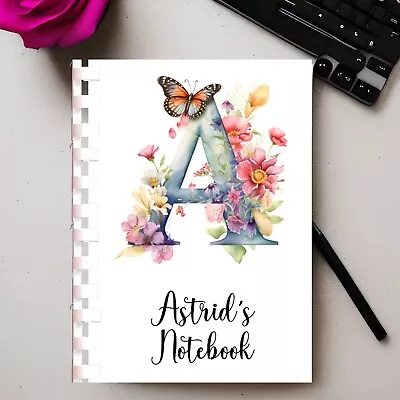 Personalised Notebook Notepad Note Book Gift- Cute Butterfly - Initial Floral- 5 • £5.95