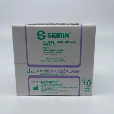 SEIRIN Acupuncture J Type Needles 100 Pieces Japan No. 5 (0.25) X 30mm Exp 8/26 • $25.08