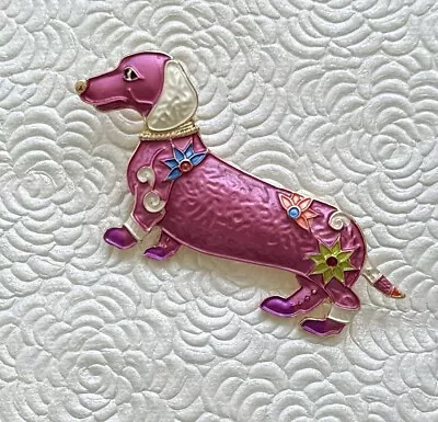 Dachshund Vintage Style Brooch Enamel On Metal • $16.98