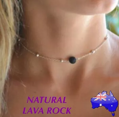 Natural Lava Rock Stone Aromatherapy Essential Oil Diffuser Choker Necklace Gift • $8.50