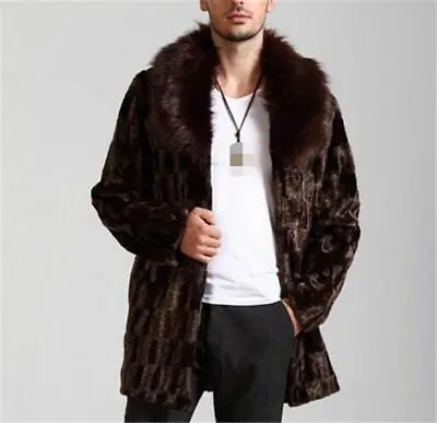 Mens Winter Jackets Thicken Overcoat Outwear Warm Faux For Fur Collar Mid Lang  • $99.74