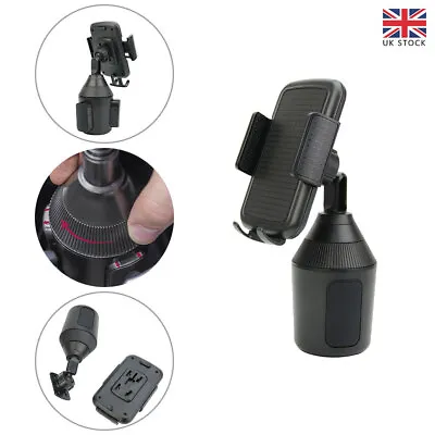 Universal Car Cup Holder Stand Cradle Adjustable 360 Degree Cell Phone Mount UK • £10.23